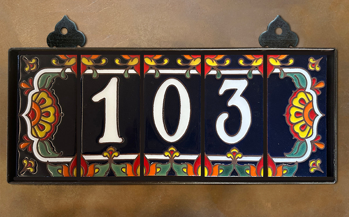 Hand Glazed Tile House Numbers & Custom Address Sign with Talavera ...
