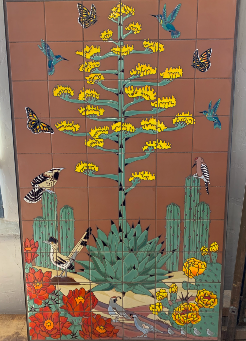 Desert Scene with Birds Fine Art Tile Mural 30"x60" - Loose Tiles Only