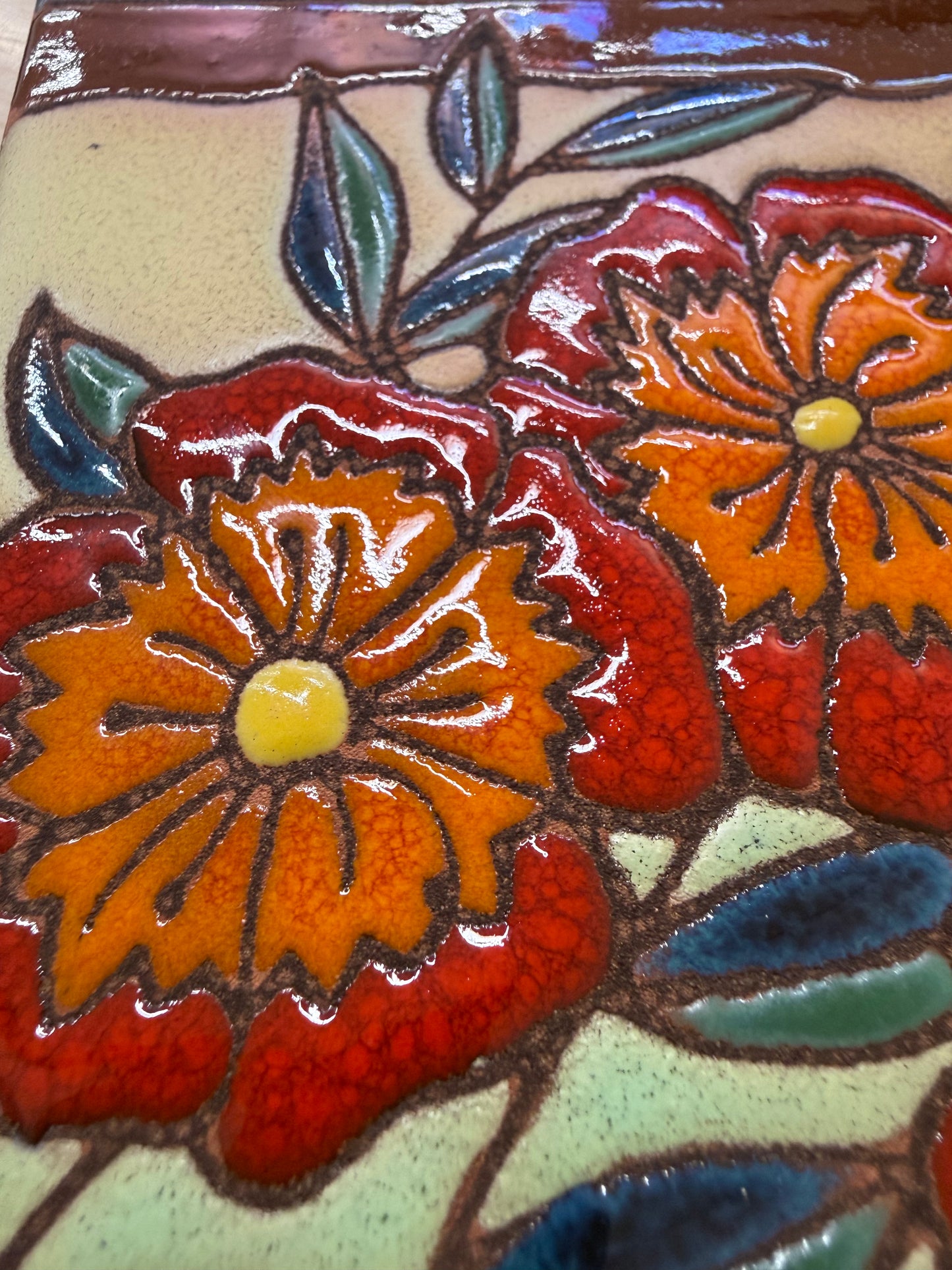 Poppies Tile, Pacific Blue Collection