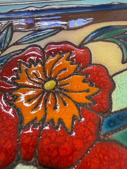 Poppies Tile, Pacific Blue Collection