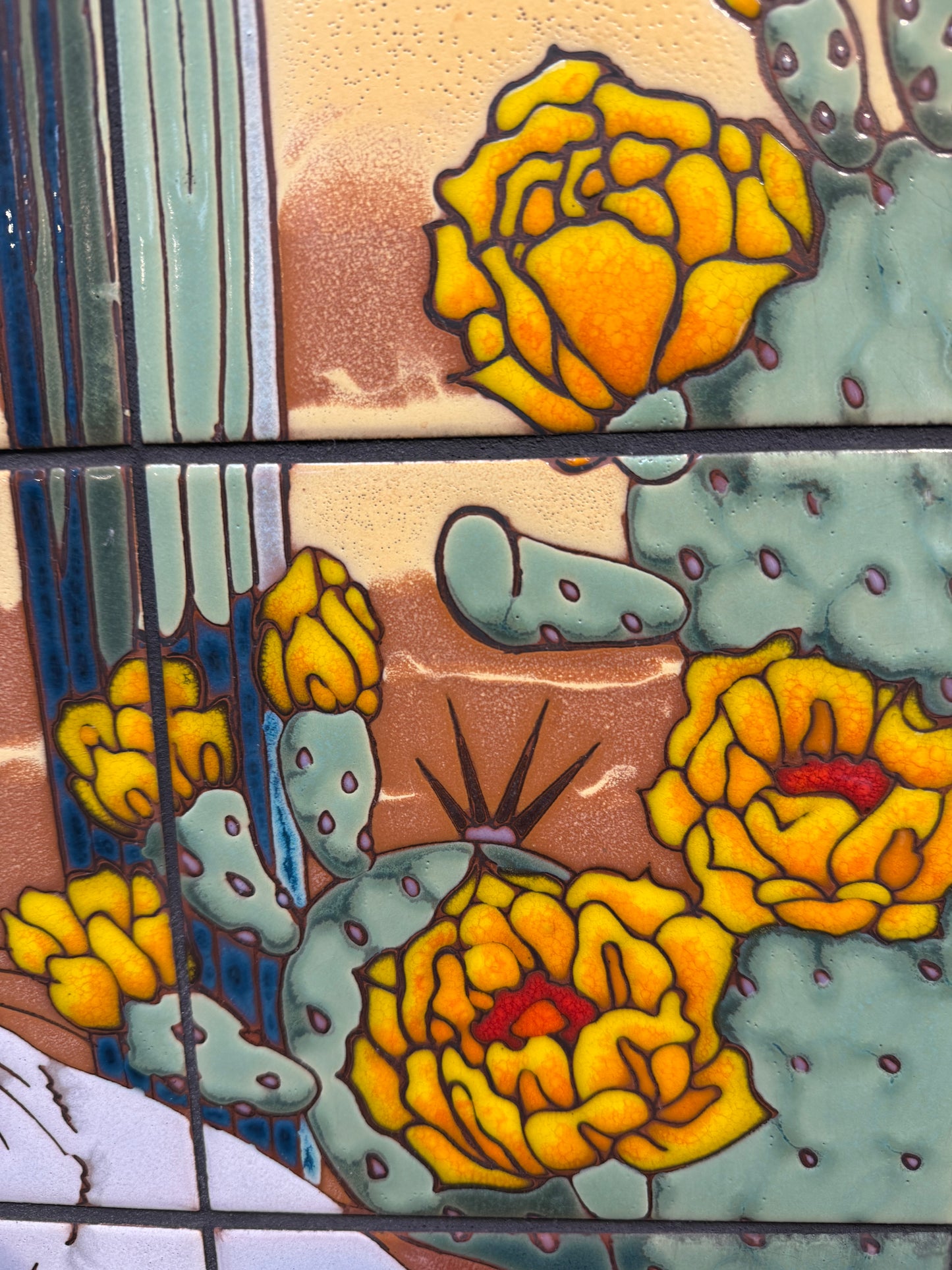 Desert Rabbit with Saguaro 12x36 on Coral Orange