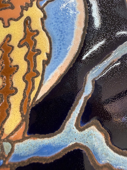 Screech Owl Tile, Pacific Blue Collection