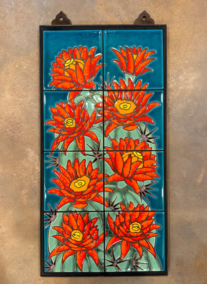 southwest desert cactus art on blue