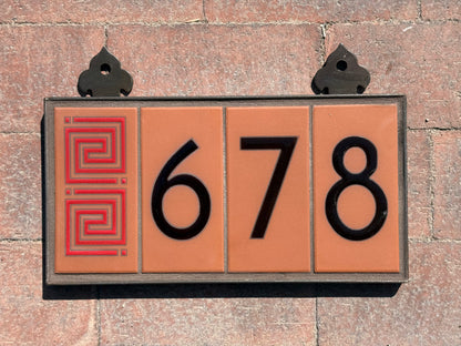 Custom Framed Tile House Number Set: Frank Lloyd Wright© - Terra Cotta