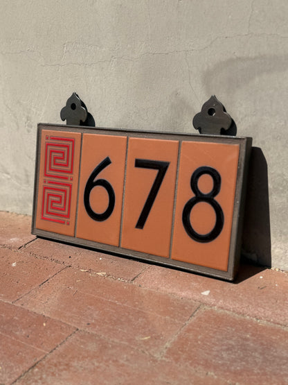 Custom Framed Tile House Number Set: Frank Lloyd Wright© - Terra Cotta