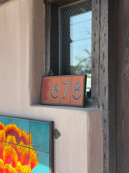 Custom Framed Tile House Number Set: Frank Lloyd Wright© - Terra Cotta
