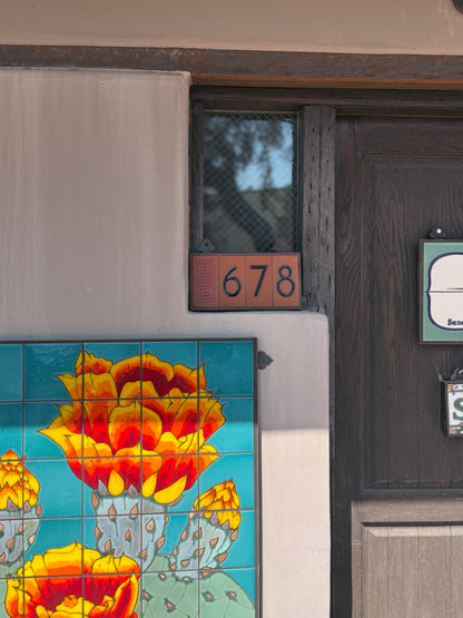 Custom Framed Tile House Number Set: Frank Lloyd Wright© - Terra Cotta