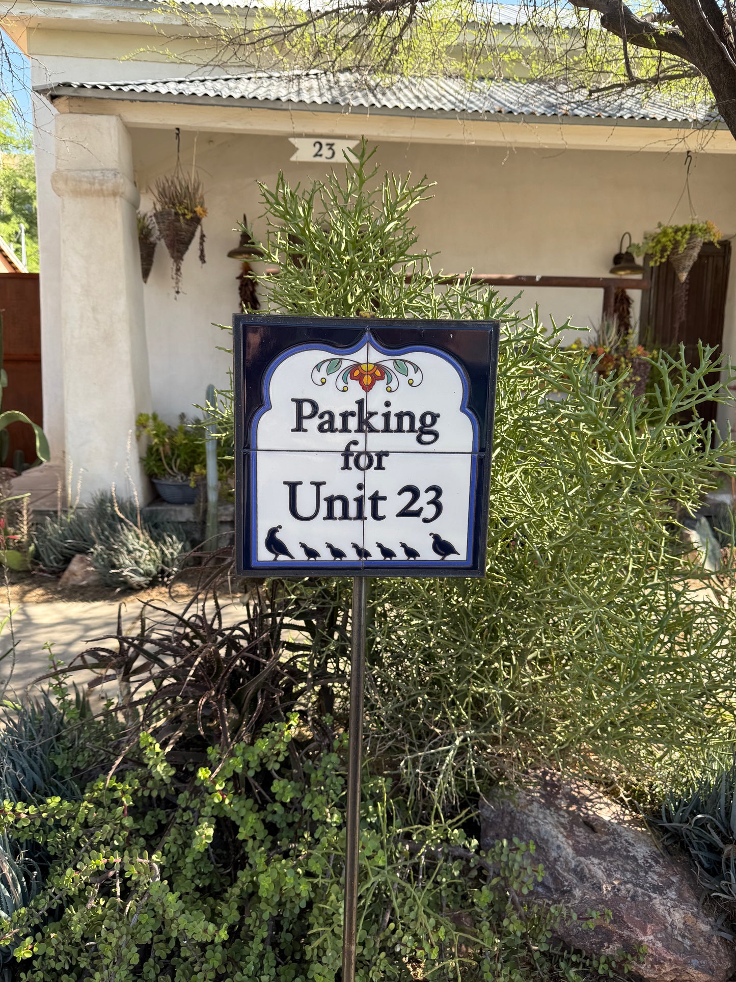 Custom Quail Sign: 12" Square Framed Ceramic Tile Sign with Personalized Text
