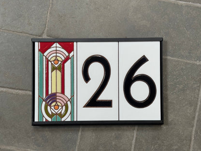 Custom Tile Address Sign: Frank Lloyd Wright© - April Showers