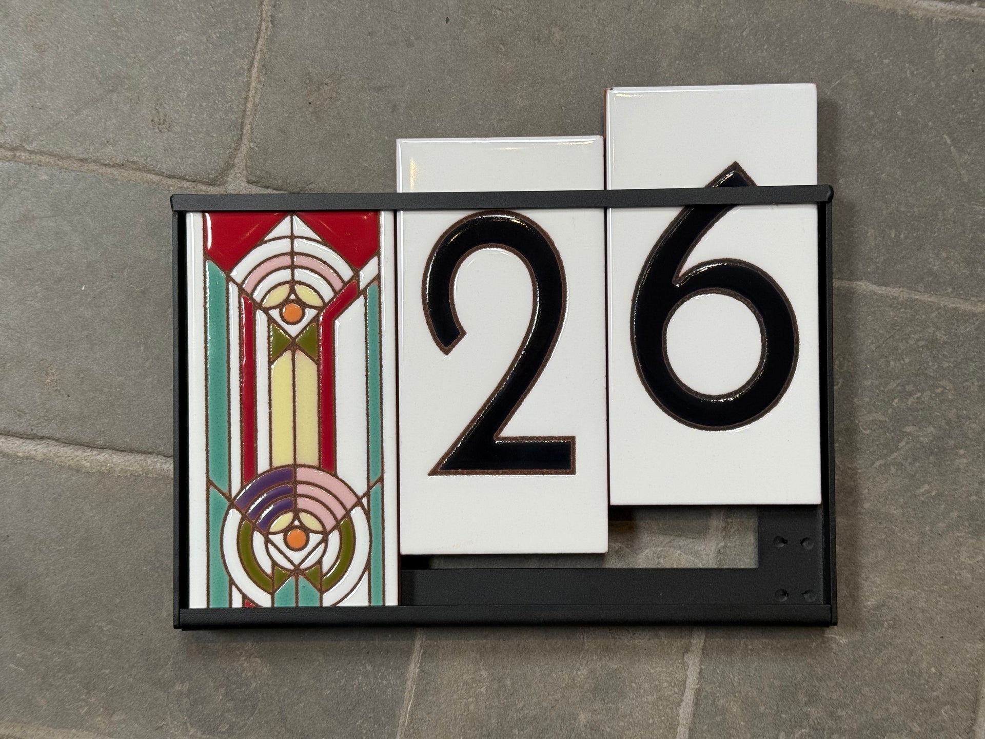 Hand Glazed Tile House Numbers & Custom Address Sign with Frank