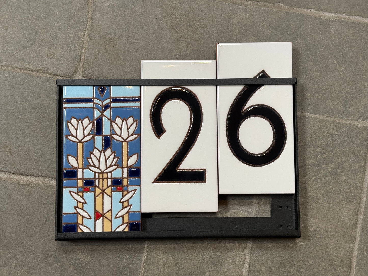 Custom Framed Tile Address Sign: Frank Lloyd Wright© - Waterlilies