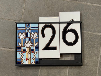 Custom Framed Tile Address Sign: Frank Lloyd Wright© - Waterlilies