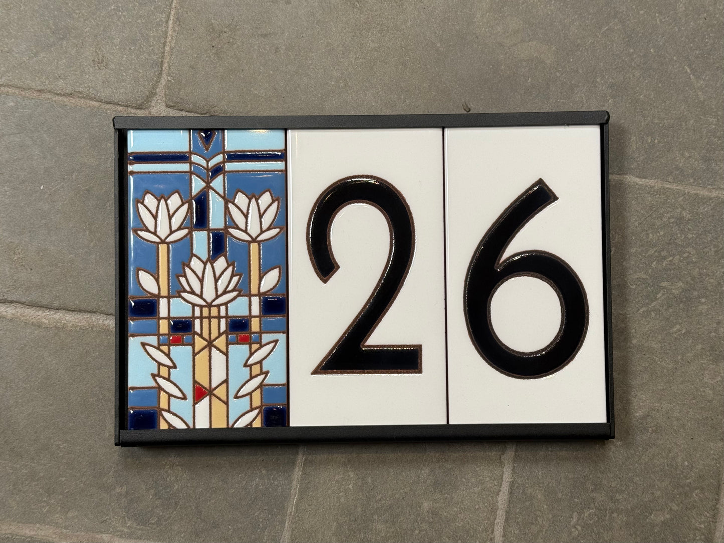 Custom Framed Tile Address Sign: Frank Lloyd Wright© - Waterlilies