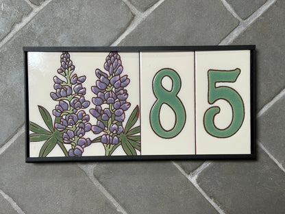 6" Desert Wildflower Tile Address Sign | Green Numbers on Warm White | Loose Number Tiles and Drop-In Frame