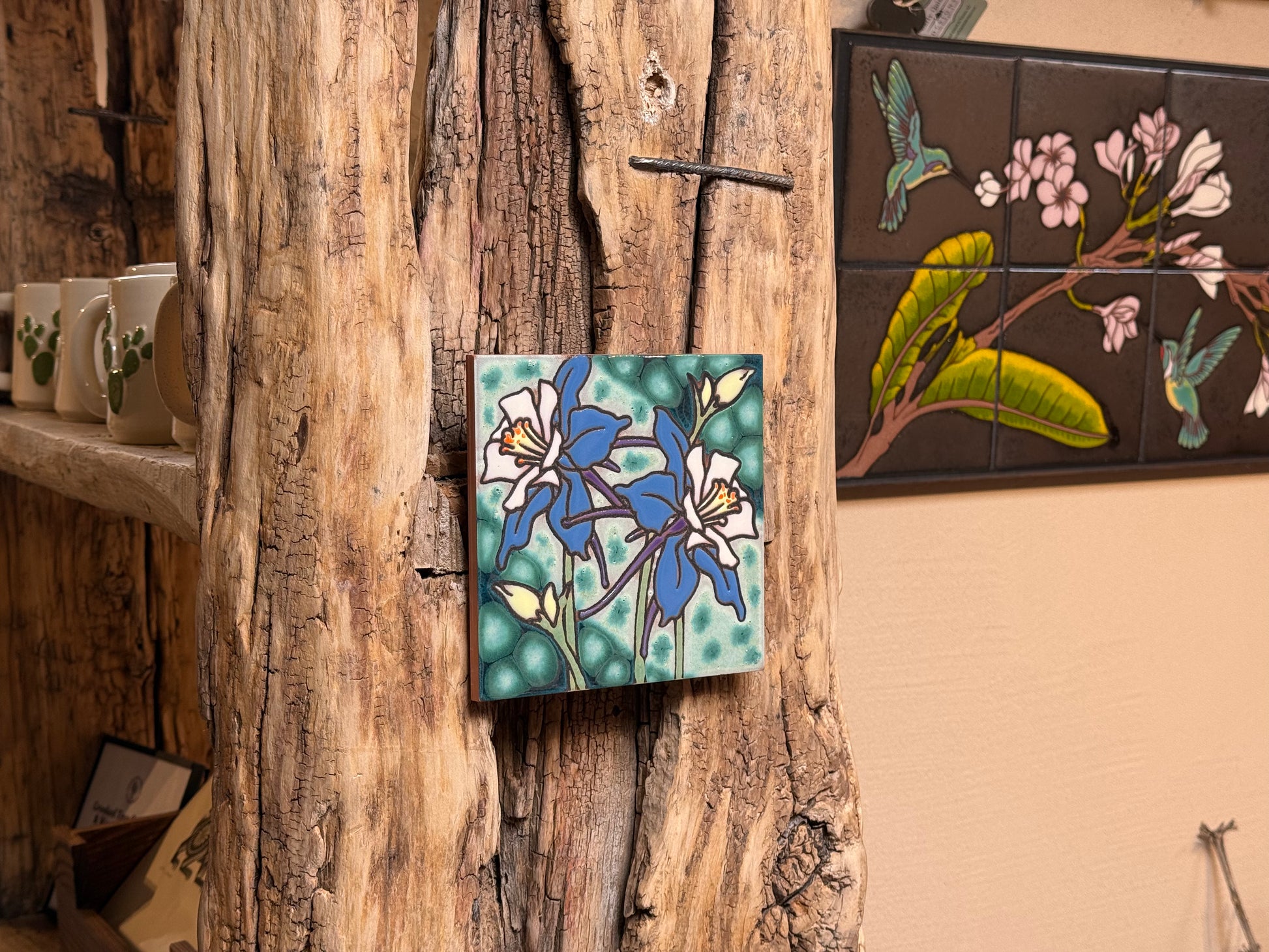 Colorado Blue Columbines Tile Art Trivet | Rocky Mountain Gift