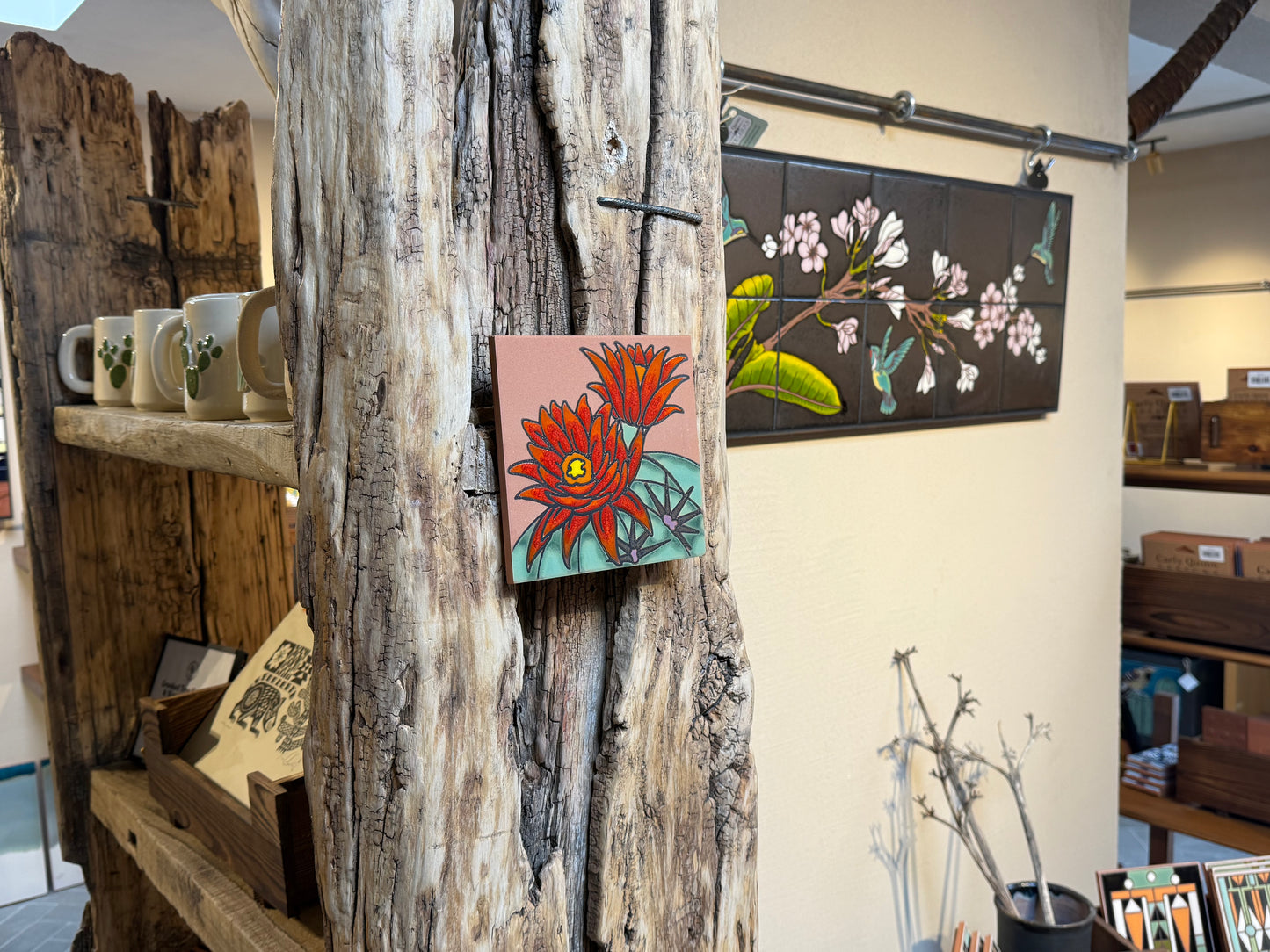 Hedgehog Cactus Desert Bloom Tile Art Trivet