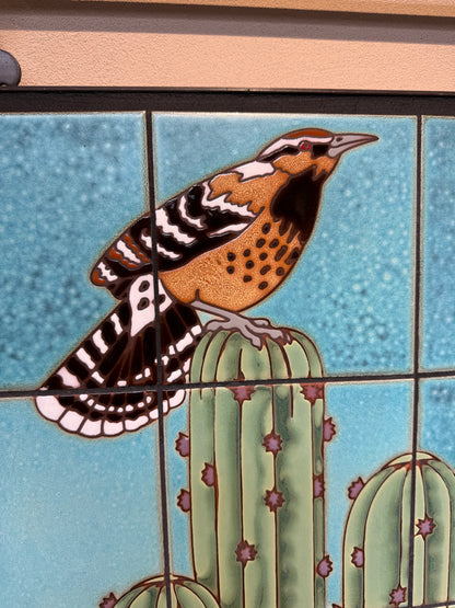 Cactus Wren with Wildflowers 18"x36" Mural
