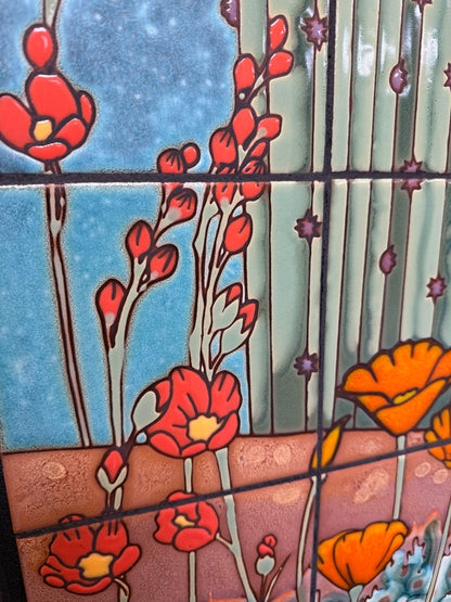 Cactus Wren with Wildflowers 18"x36" Mural