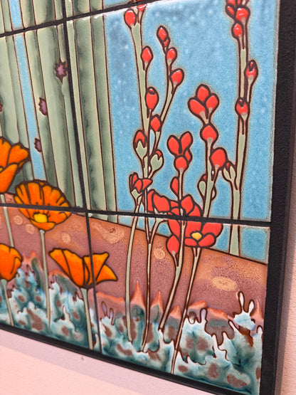 Cactus Wren with Wildflowers 18"x36" Mural