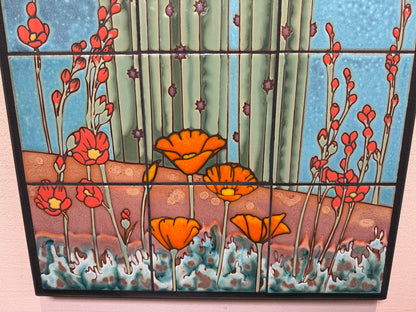 Cactus Wren with Wildflowers 18"x36" Mural
