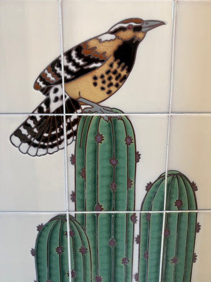 Cactus Wren with Wildflowers 18"x36" Mural