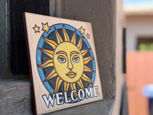 Welcome Sunface Tile | Sun Welcome Sign (4228), Earthtones Heritage Collection