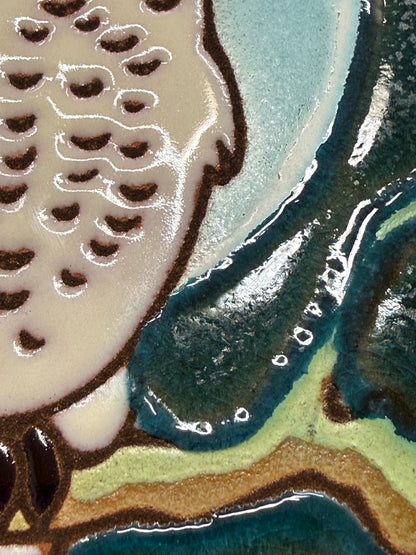 Snowy Owl Tile, Pacific Blue Collection