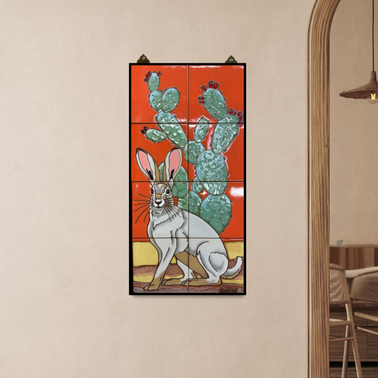 Desert Rabbit 12x24 on Coral Orange