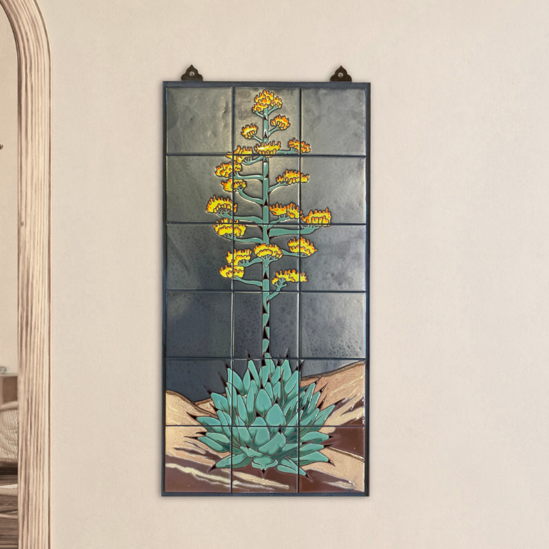 Century Plant on Silver Tile Mural 18"x36"
