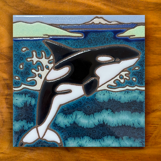 orca whale in the ocean ceramic tile