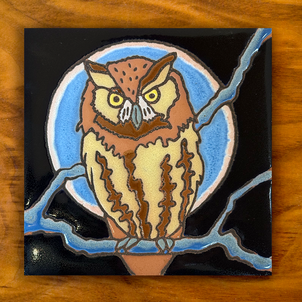 screech owl ceramic tile