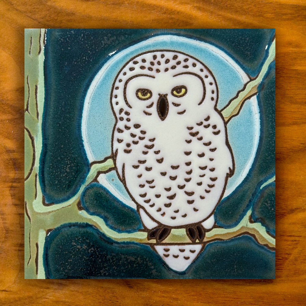 snowy owl ceramic tile