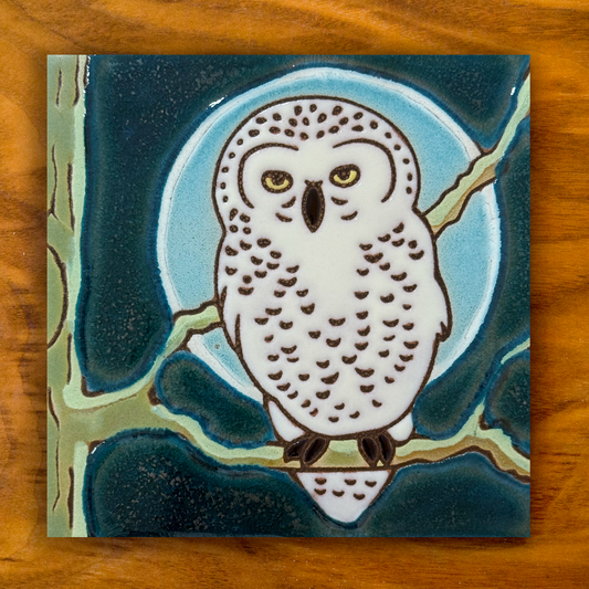 snowy owl ceramic tile