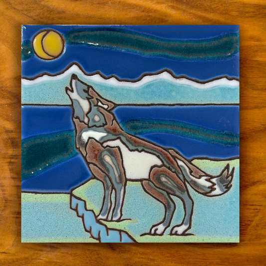 howling wolf ceramic tile