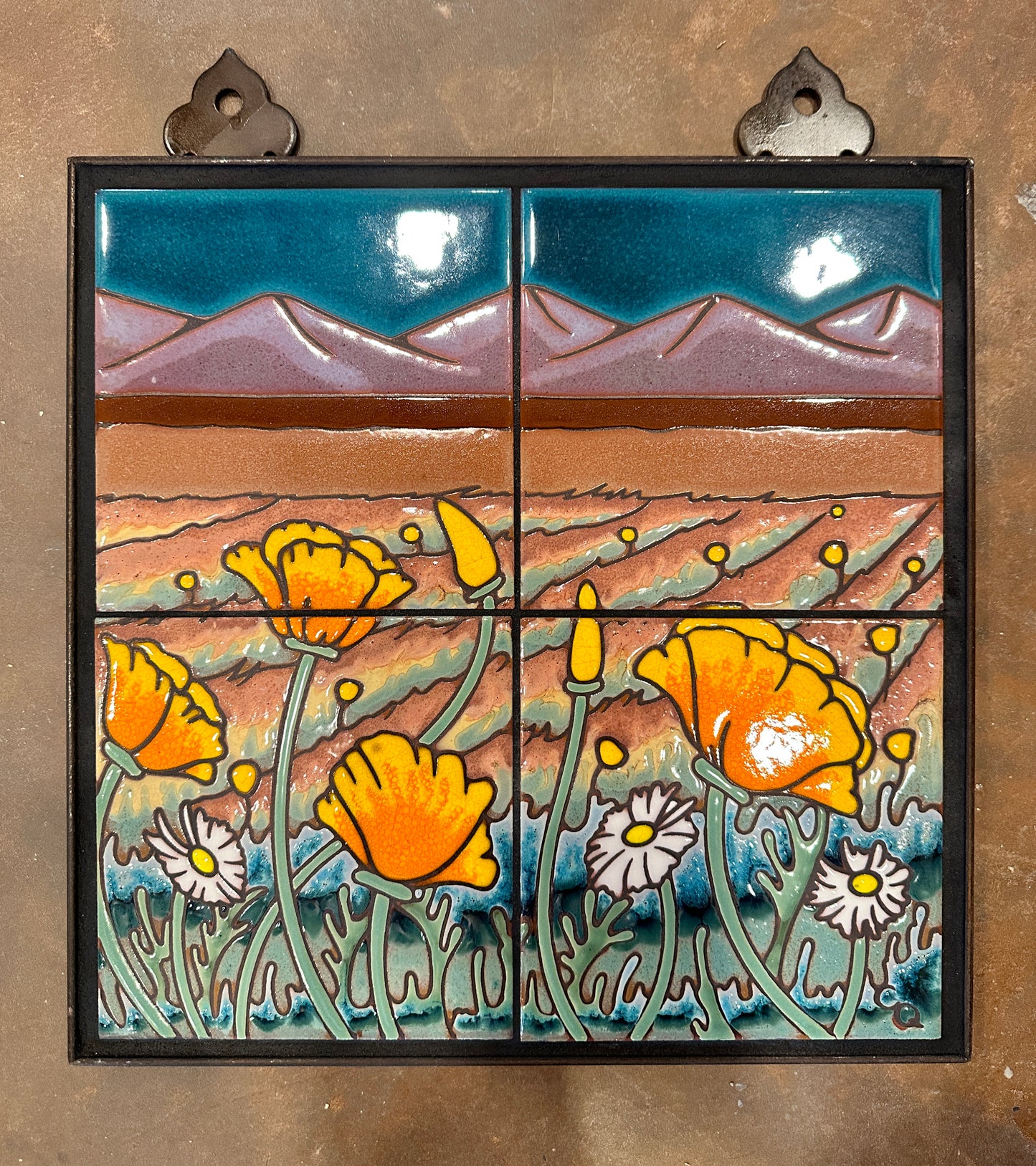 Poppies in Field Tile Mural