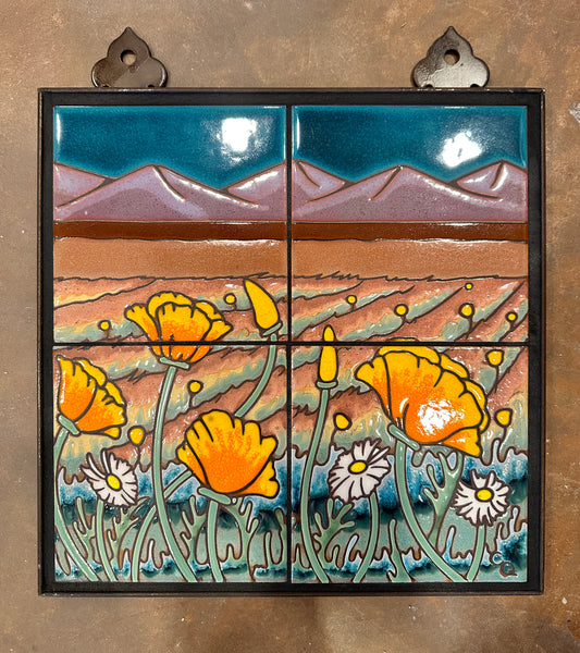 Poppies in Field Tile Mural