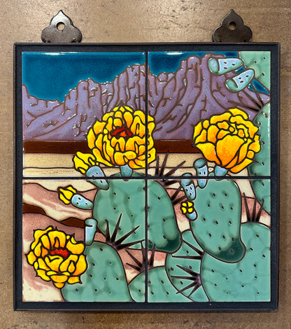 Prickly Pear Desert Scene Tile Mural