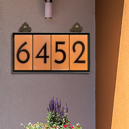 Custom Framed Tile House Number Set: Frank Lloyd Wright© - Terra Cotta
