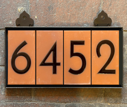 Custom Framed Tile House Number Set: Frank Lloyd Wright© - Terra Cotta