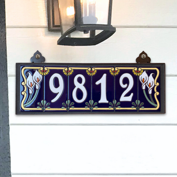 Custom Tile House Number Sign, Address Plaque with Calla Lily End Caps ...
