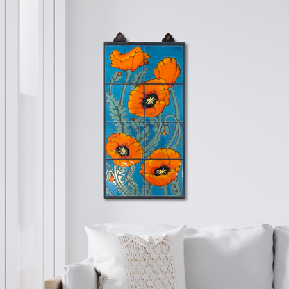 Floral wall art | Ceramic tile | Poppies 