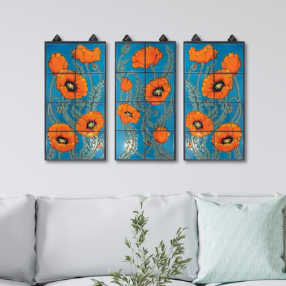 Left Poppies on Emerald