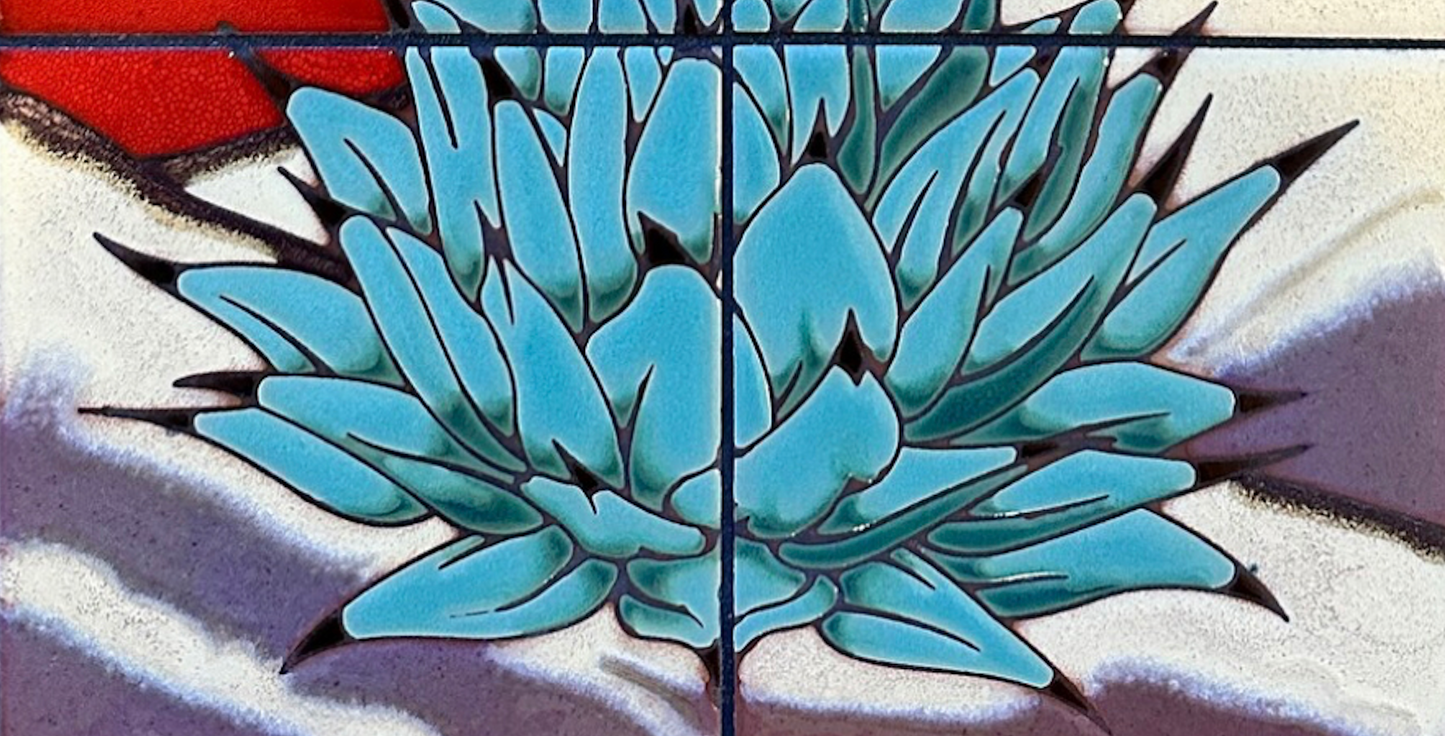 Century Plant on Red Fine Art Tile Mural