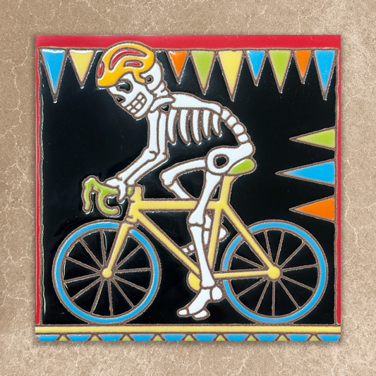 Day of the Dead Cyclist Tile (7050), Earthtones Heritage Collection