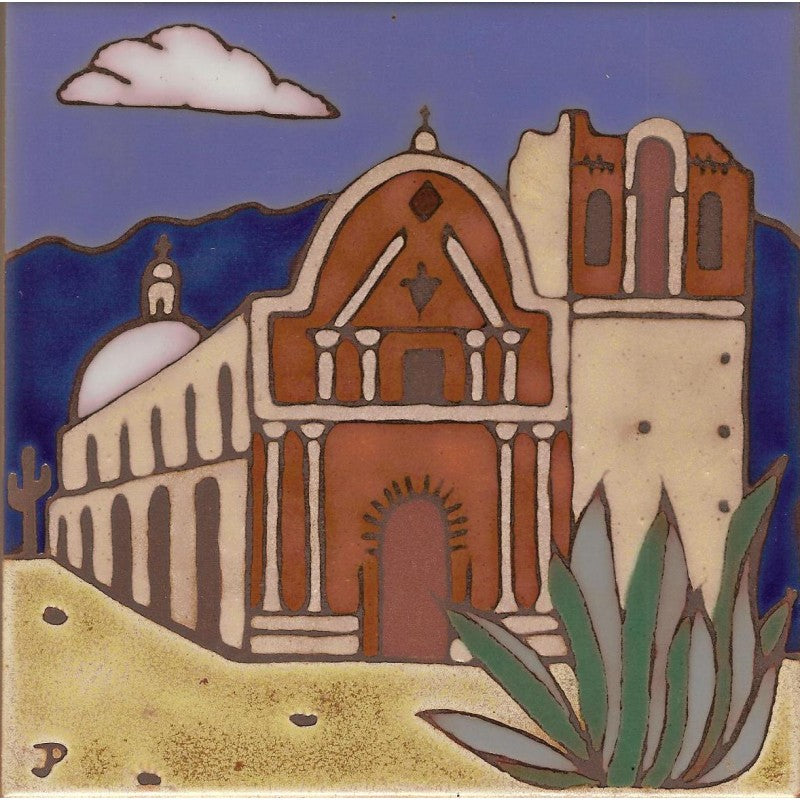 Tumacacori Mission Art Tile, Pacific Blue Collection