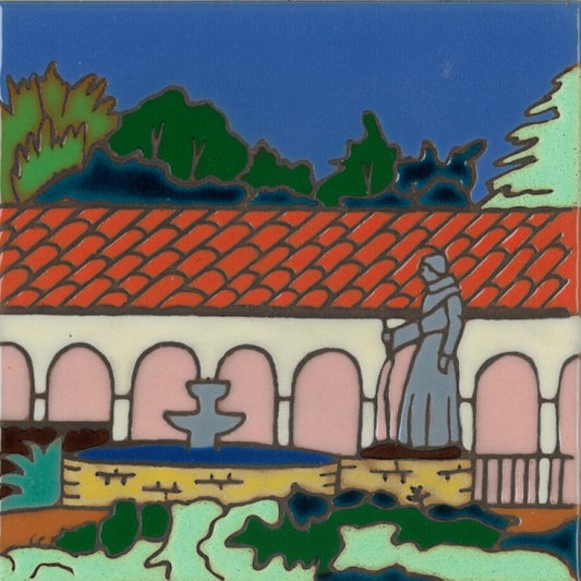 San Fernando Mission Art Tile, Pacific Blue Collection