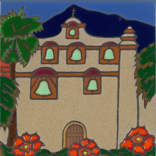 San Gabriel Mission Art Tile, Pacific Blue Collection