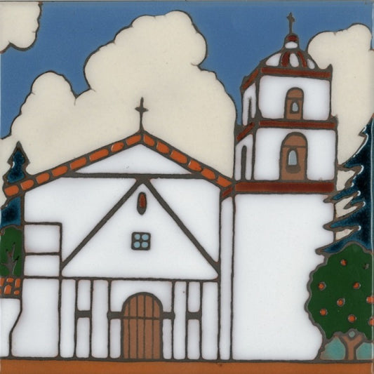 San Buenaventura Mission Art Tile, Pacific Blue Collection