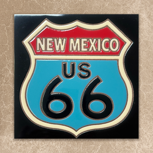 New Mexico Route 66 sign on a beige background