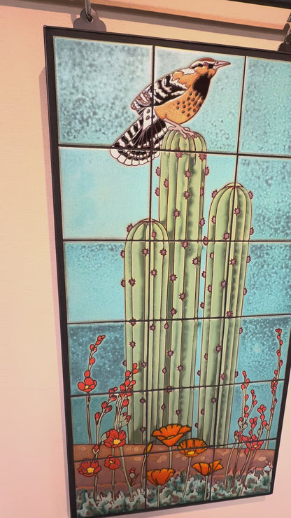 Cactus Wren with Wildflowers 18"x36" Mural